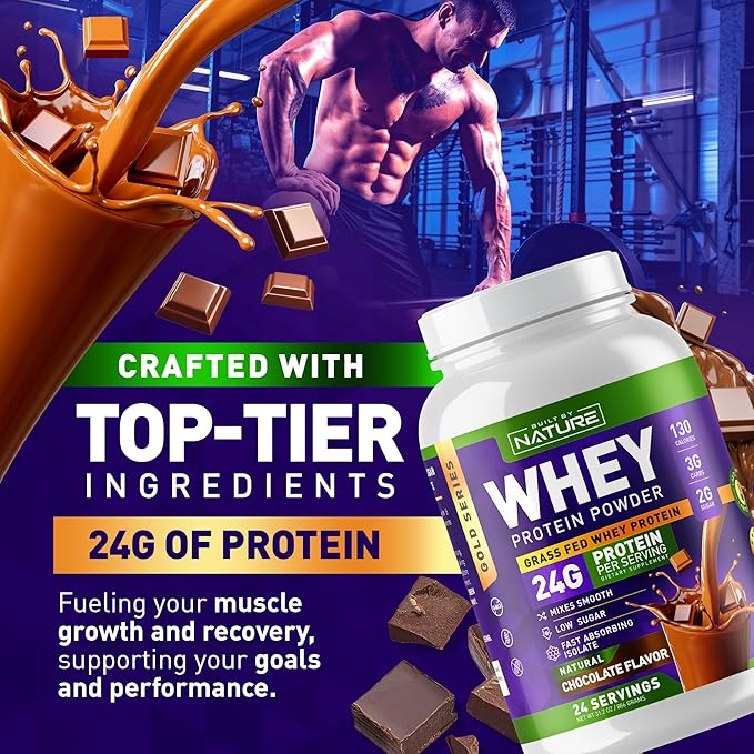 Whey Protein Powder 100% Pure 24g Protein, 24 Servings