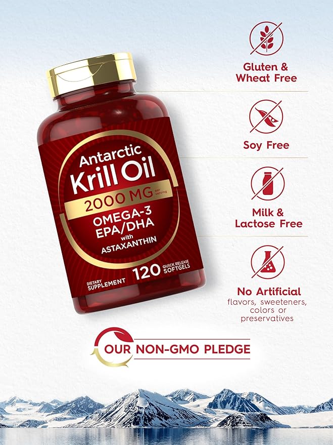 Carlyle Antarctic Krill Oil 2000 mg 120 Softgels Omega-3 EPA,