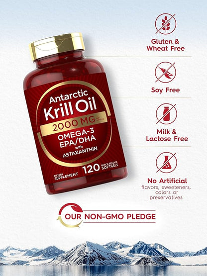 Carlyle Antarctic Krill Oil 2000 mg 120 Softgels Omega-3 EPA,