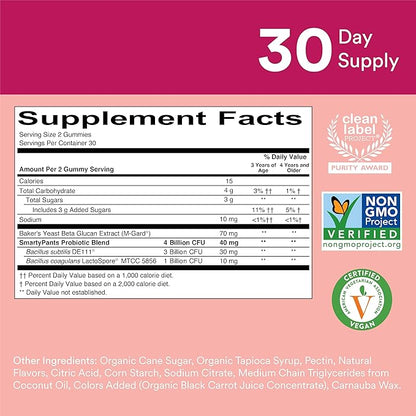 SmartyPants Kids Multivitamin Fiber Supplement Gummies 3 Fish D3, C, B12, B6, B6, Digestive (30 Day