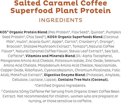 KOS Organic Vegan Protein Powder 50mg Caffeine, 28 Servings