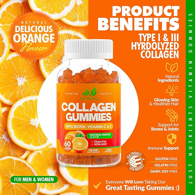 Collagen Peptides Gummies with Biotin, Vitamin 60 Gummies