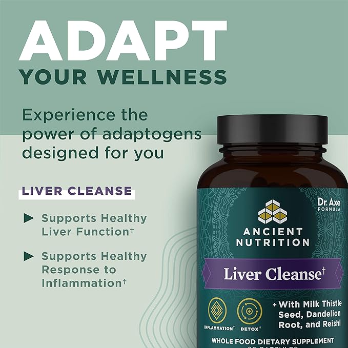 Liver Detox Supplement by Ancient Nutrition, 1300mg, Gluten 60 Count