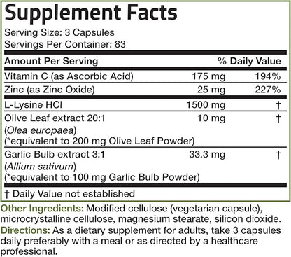 Bronson L-Lysine Defense Immune Support Complex 1500 MG 250 Vegetarian