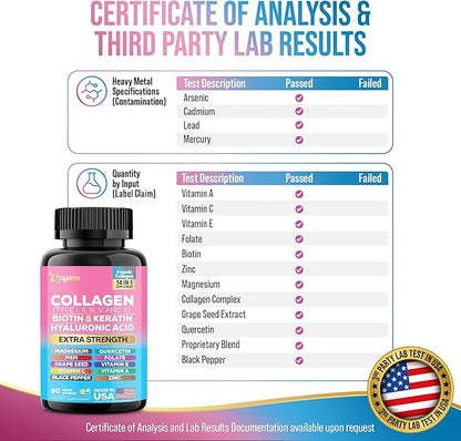 Zoyava Collagen Pills Peptides Types I, (180 Caps)