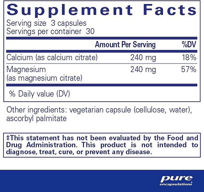 Pure Encapsulations Calcium Magnesium (Citrate) 240 g 240 g 90 Capsules