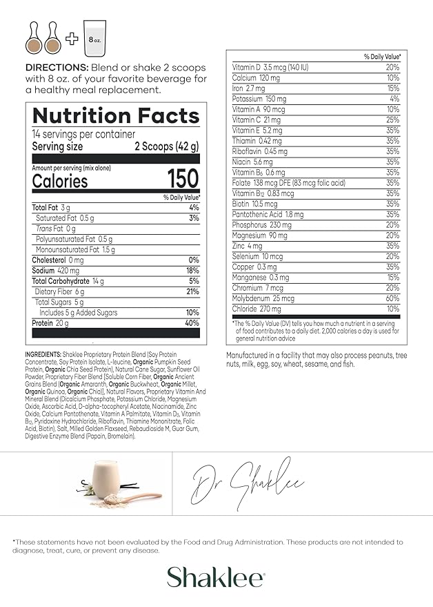 Shaklee Life Shake™ Soy Protein French Vanilla 20g Protein, 6g Fiber, 24 Vitamins 14 Servings