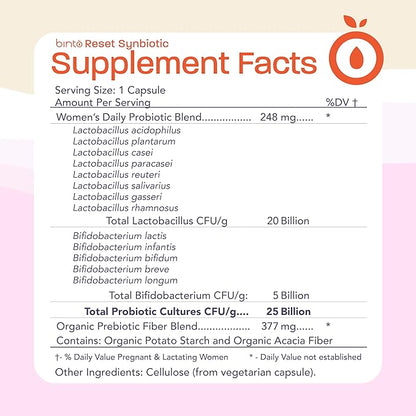 Binto Reset Synbiotic Advanced Pre and Probiotic Supplement for Women - Supports Digestive Health, Boosts Immunity, and Promotes a Healthy Balance of Gut Flora (30-Day Supply)
