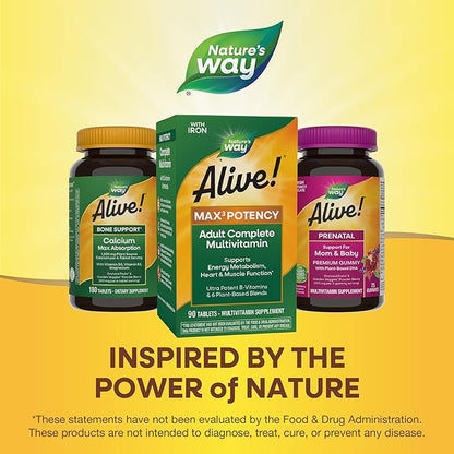 Nature's Way Alive! Max3 Potency Multivitamin, B12 and 90 Tablets