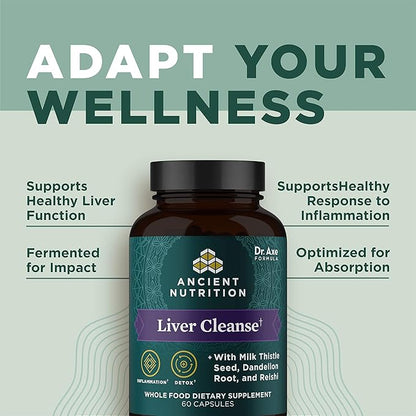 Liver Detox Supplement by Ancient Nutrition, 1300mg, Gluten 60 Count