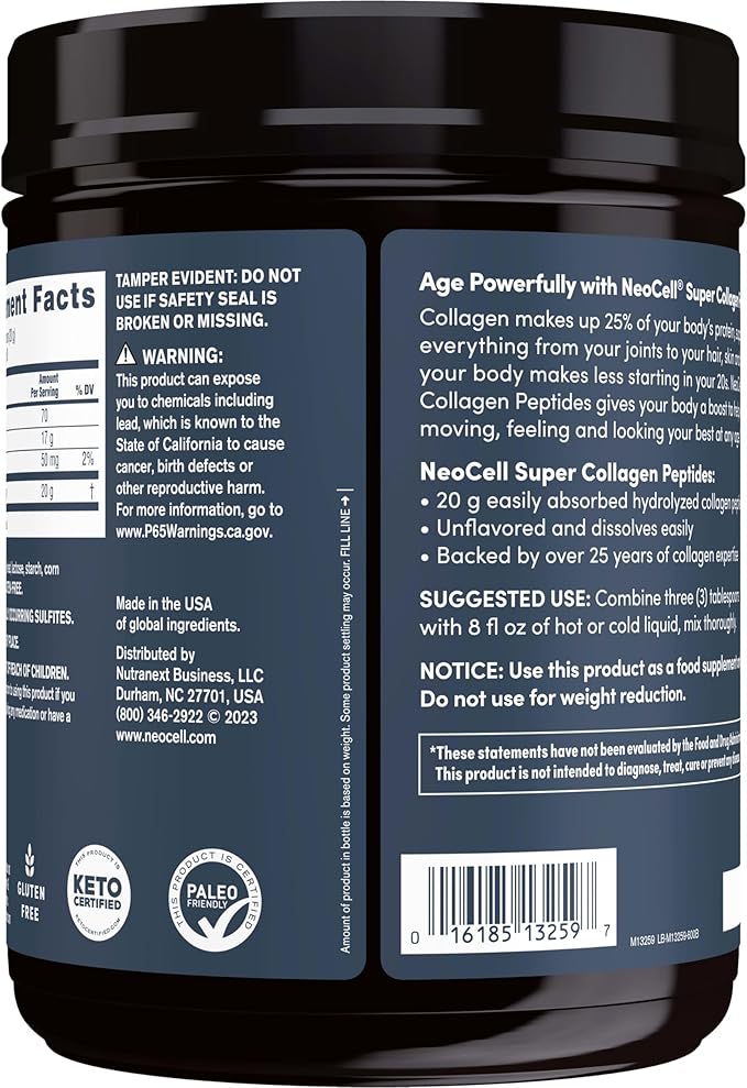 NeoCell Super Collagen Peptides, 20g Collagen 21.2 oz., 1 Canister