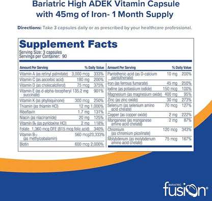 Bariatric Fusion High ADEK Multivitamin with Iron 90 Capsules