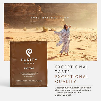 Purity Coffee PROTECT Highest Antioxidant Light-Medium Roast - USDA Certified Organic Specialty Grade Arabica Single-Serve Packets - Third Party Tested for Mold, Mycotoxins, Pesticides - 5 ct Box