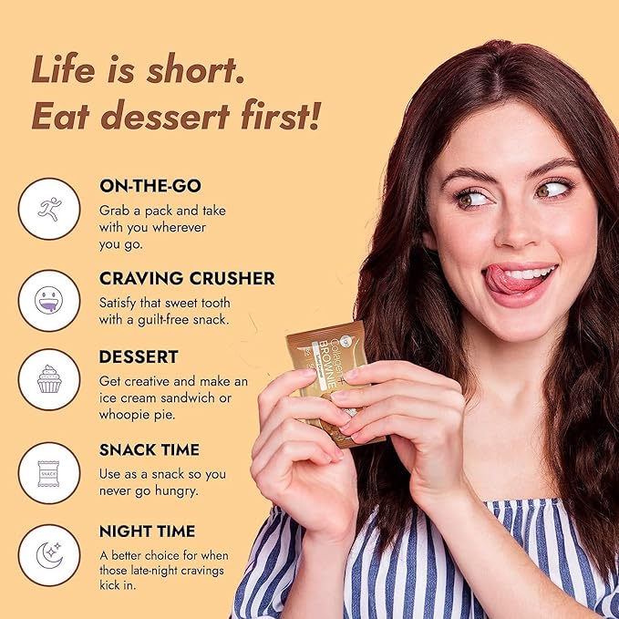 321glo Collagen Protein Brownie | Gluten Free, Low Sugar | Keto Snack for Women, Men, & Kids | 16g Protein, 6g Collagen | 12 Pack (Salted Caramel)