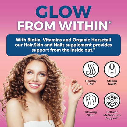 Organic Biotin Vitamins for Hair Skin 5000mcg to 120 Biotin