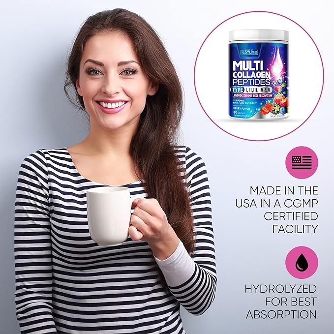 Collagen Powder, Hydrolyzed Type 1 & 3 Peptides, 30 Servings