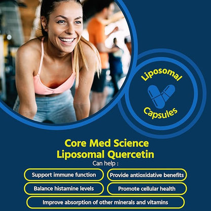 Core Med Science Liposomal Quercetin, 200mg (60 Capsules) - Quercetin Supplement Supports Vitamin C and Zinc Absorption - Promotes Immune System & Heart Health, Gluten-Free & Dairy-Free