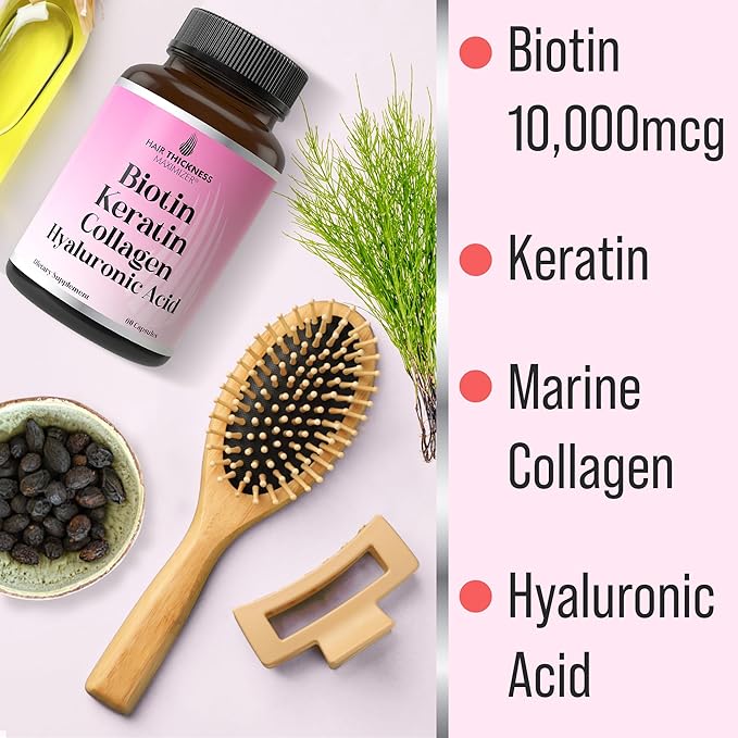 Biotin + Keratin + Marine Collagen 4-in-1 Hair 10000mcg Biotin.