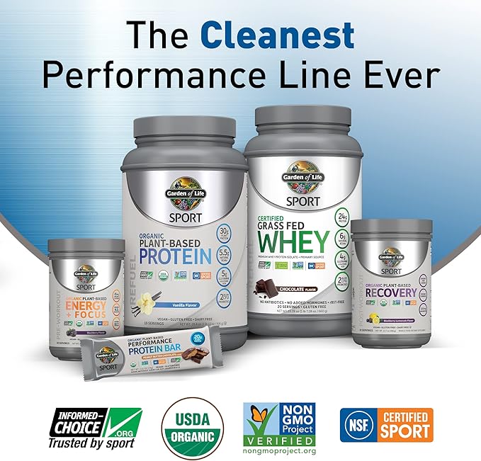Organic Vegan Sport Protein Powder, Vanilla 30g Plant 19 Servings