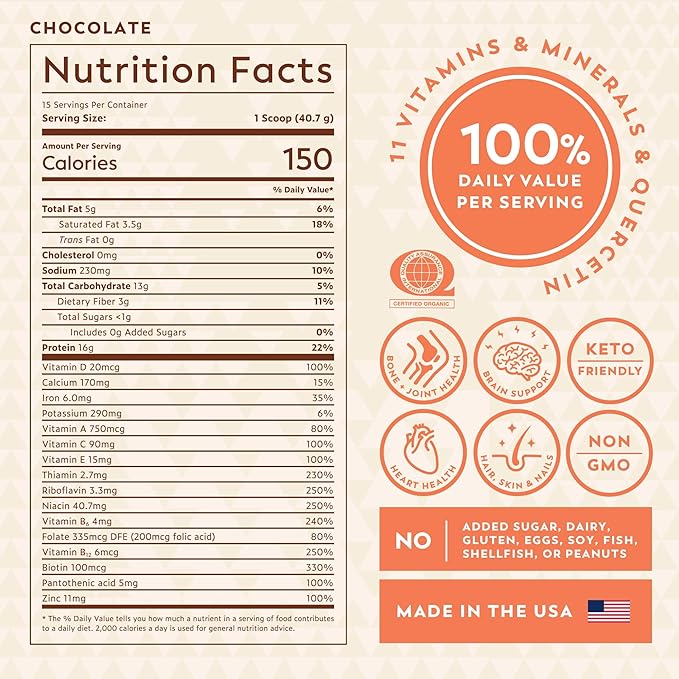 Veeg Meal Replacement Powder, All-in-One Plant-Based Protein Superfood with 50+ Superfoods & Vitamins, Organic Greens & Reds, MCT, Probiotics | Non GMO Vegan Protein Powder Chocolate, 15 Servings