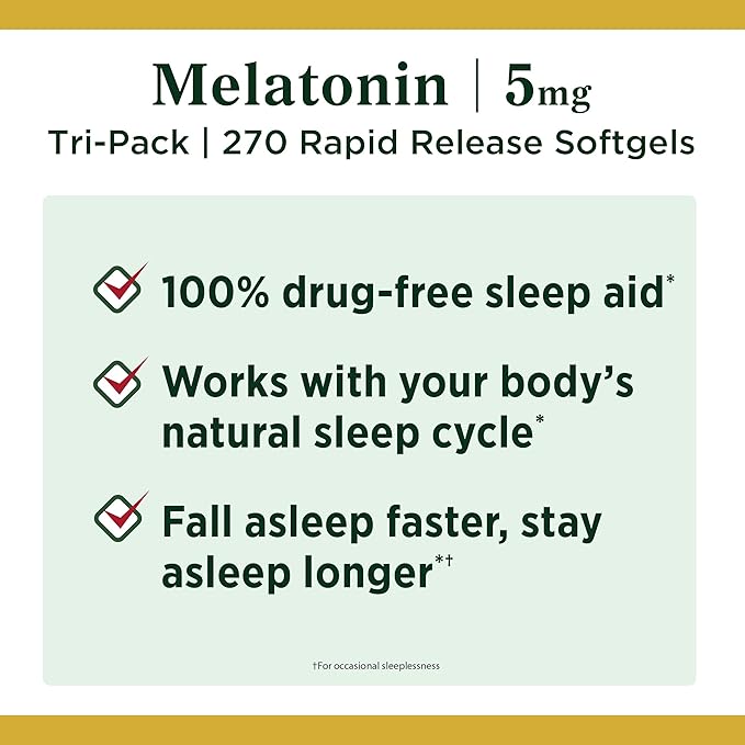 Nature's Bounty Melatonin 100% Drug Free 5 mg, 90 Count, 3
