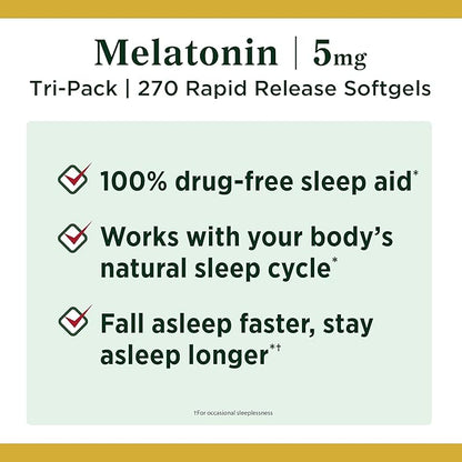 Nature's Bounty Melatonin 100% Drug Free 5 mg, 90 Count, 3