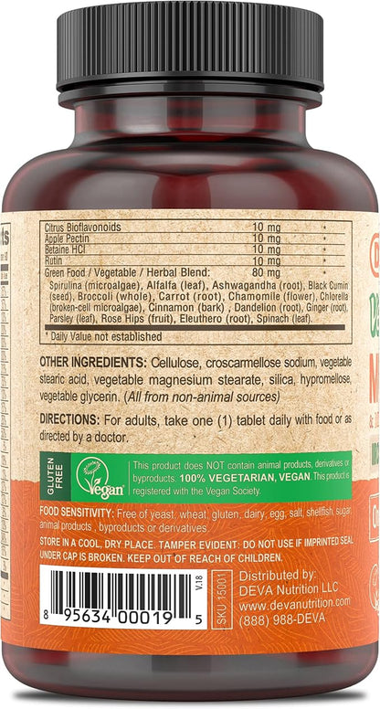 DEVA Vegan Multivitamin & Mineral Supplement Iron-Free 100% Vegan 90 Count 1)