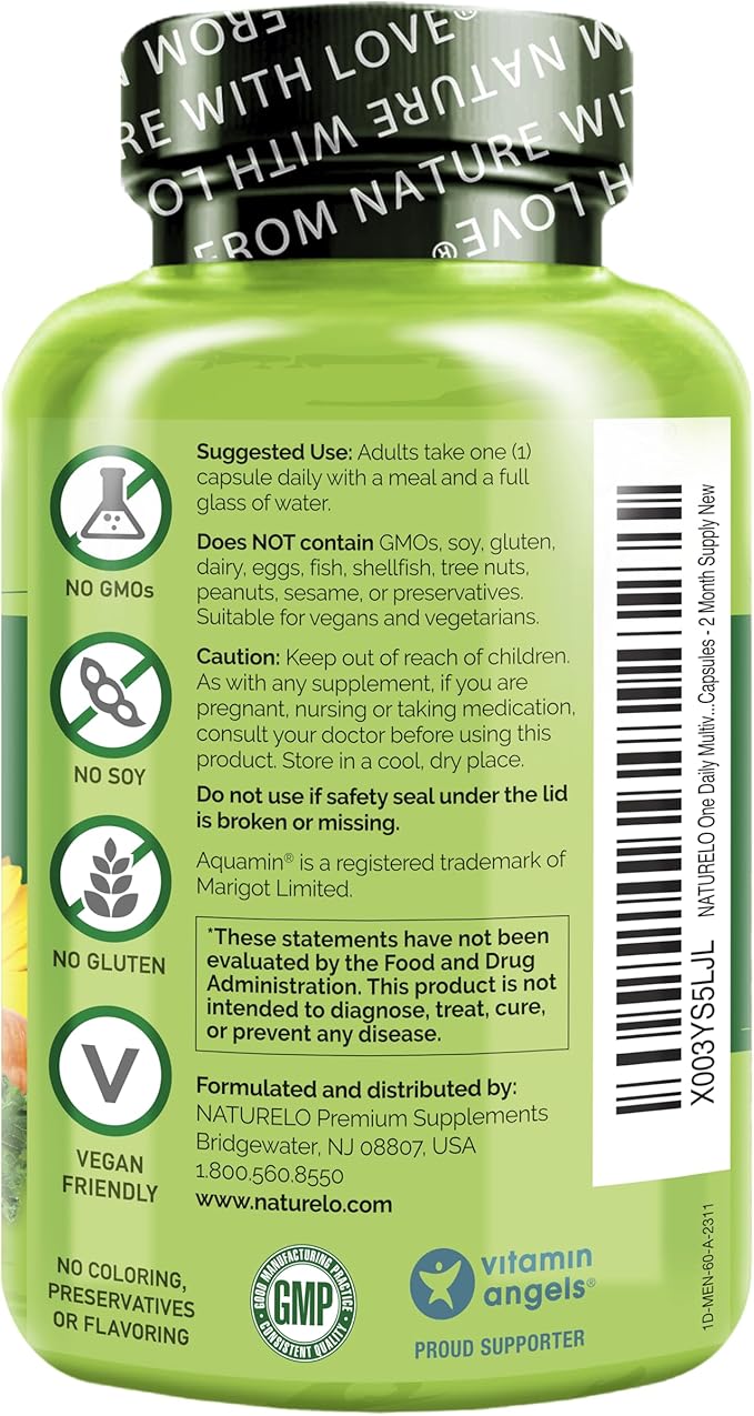 NATURELO One Daily Multivitamin for Men 60 Capsules 2 Month