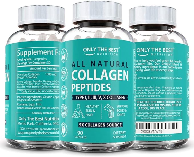 Only The Best Multi Collagen Peptides Capsules 5X Absorption