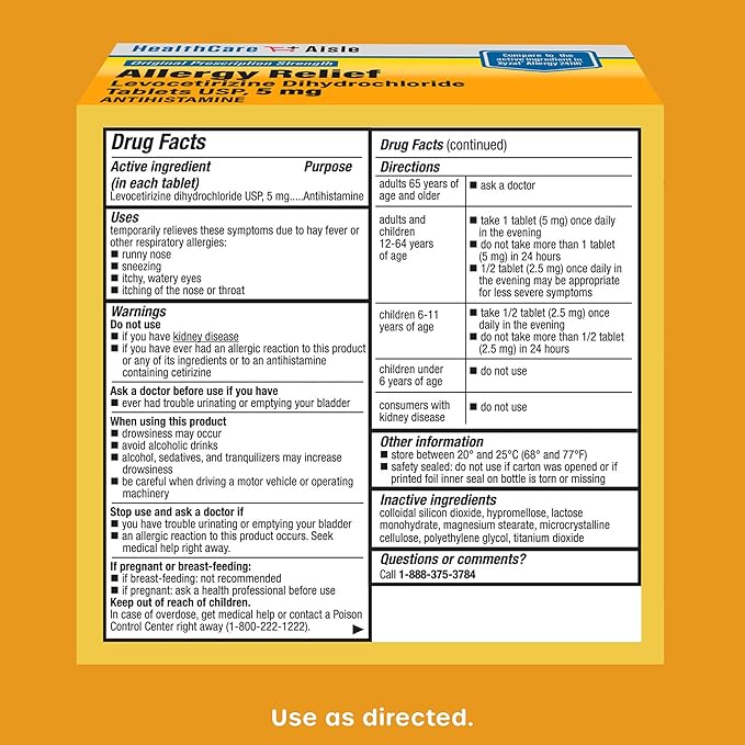 HealthCareAisle Allergy Relief 5 mg, 160 Tablets, 24-Hour Allergy 80 Count 2)