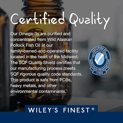 Wiley's Finest Wild Alaskan Fish Oil 720mg EPA Omega-3s for 60 Softgels (30 Prenatal