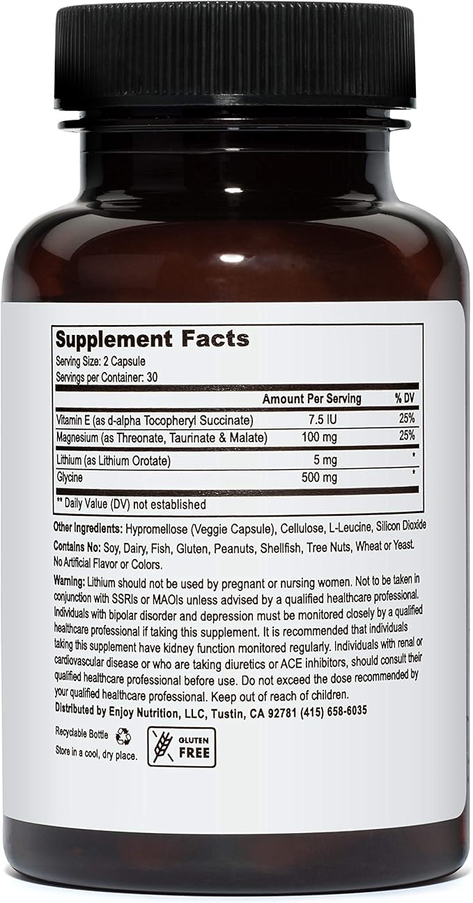 Lithium Orotate 5mg + Tri-Magnesium Threonate, 60 Vegetarian