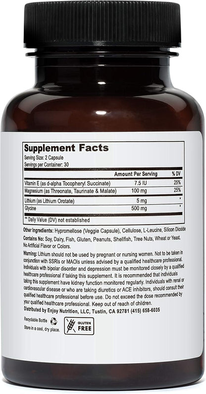 Lithium Orotate 5mg + Tri-Magnesium Threonate, 60 Vegetarian