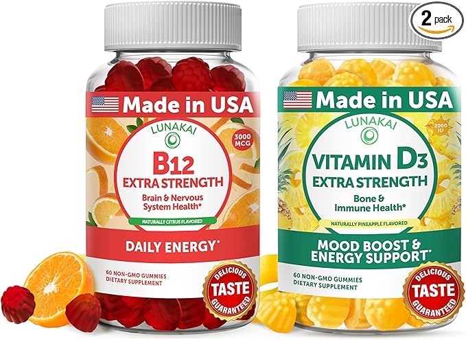 Lunakai Vitamin B12 and Vitamin D3 3000 mcg B12 and 25 mcg 1000 UI D3 -