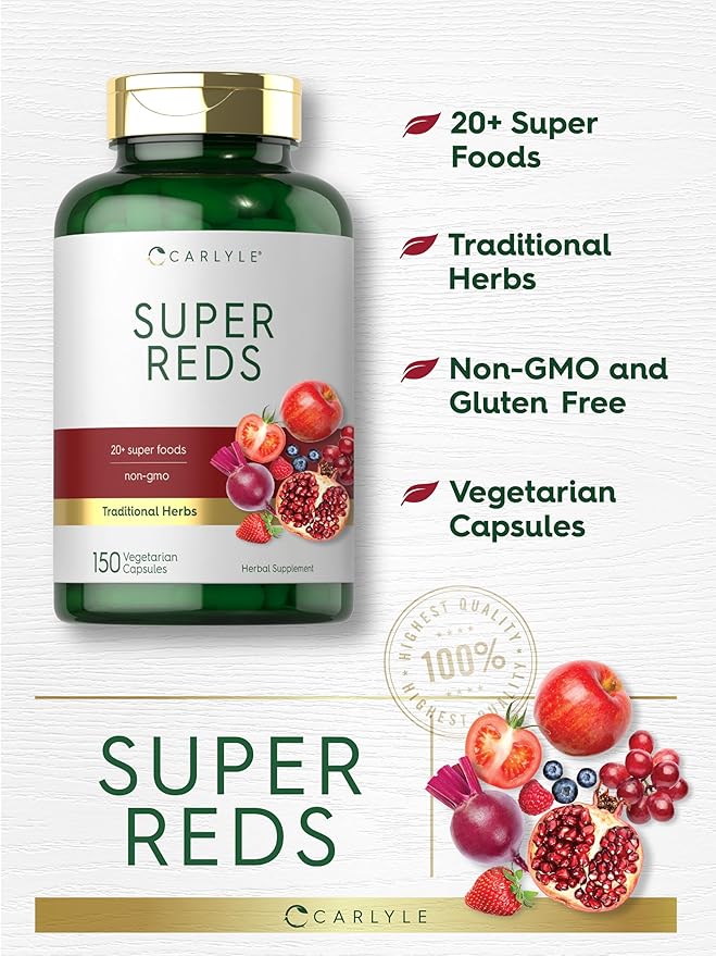Carlyle Super Reds Capsules | 150 Count | Superfoods Supplement | Vegetarian & Non-GMO