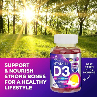 Vitamin D3 Gummy Vitamins Extra Strength 5000 IU (125 mcg) 120 Gummies