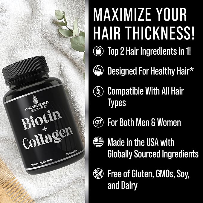 Biotin and Collagen Supplements 10000mcg Biotin 2-in-1 Hair