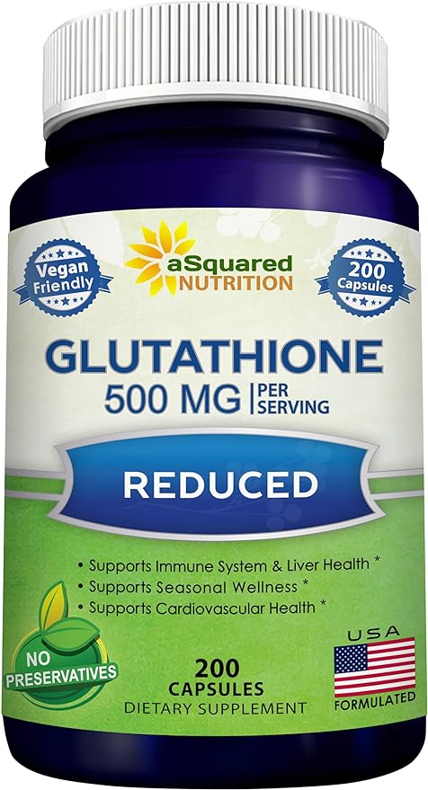 aSquared Nutrition Reduced Glutathione 500mg Per -200 Capsules