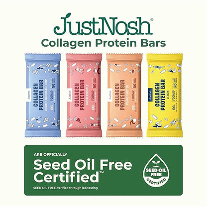 JustNosh Collagen Protein Bars, 10g Collagen, 15g Protein, Gluten Free, Dairy Free, FODMAP Friendly, Seed Oil Free Certified, Clean Ingredients | Variety Pack (12 Pack)