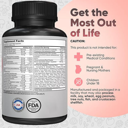 Bariatric Multivitamin with Iron for Post-Bariatric Surgery 42 Fruit 120 Capsules, 2 Month