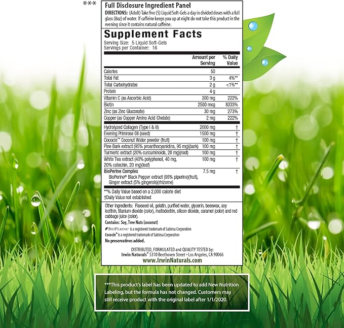 Irwin Naturals Deep Tissue Collagen-Pure 80 Liquid 2,000 mg 16 Total