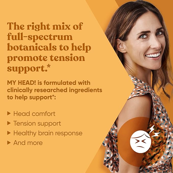 My Head! Headache Vitamins – Sensitivity, Tension, Comfort, Healthy Head Function for A Clear Mind – Fast acting Magnesium, Feverfew, Boswellia, Vitamin D, Ginger, & More – 60 Soft Capsules