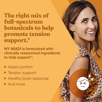 My Head! Headache Vitamins – Sensitivity, Tension, Comfort, Healthy Head Function for A Clear Mind – Fast acting Magnesium, Feverfew, Boswellia, Vitamin D, Ginger, & More – 60 Soft Capsules