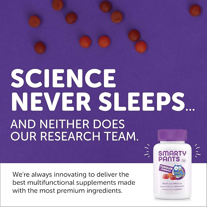 SmartyPants Toddler Multivitamin Gummies: Omega 3 D3, C, B12, B6, B6, Vitamin 180 Count (60 Day