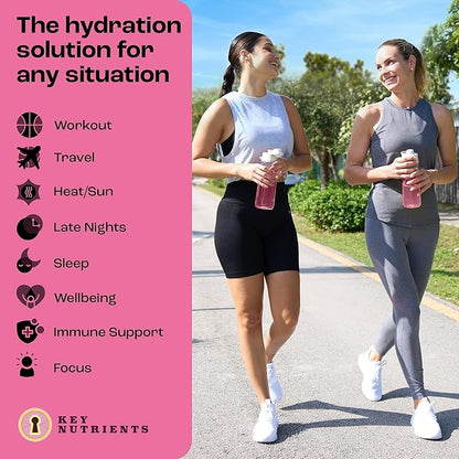 KEY NUTRIENTS Electrolytes Powder Packets - Fresh Pink Lemonade 40 Pack Hydration Packets - Travel Hydration Powder - No Sugar, No Calories, Gluten Free - Made in USA