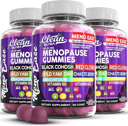 Menopause Supplement For Women Gummies with Black Cohosh, Wild Yam Magnesium, Red Clover For Menopause Relief Hormone Balance Night Sweats Mood Plus Bergamot, Vitamin D3, Vitamin B12, Vitamin B6 Clean