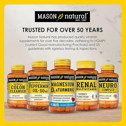 MASON NATURAL Vitamin K2 + D3, 100-Day Supply, with Calcium for Normal Bone and Muscle Support, Tablets