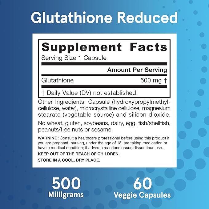 Jarrow Formulas Glutathione Reduced 500mg- 60 12