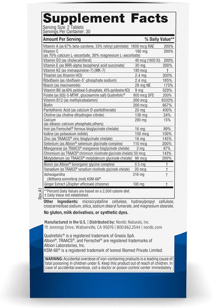 Nordic Naturals Women’s Multivitamin Extra Strength 20 Essential 60 Tablets 30 Servings