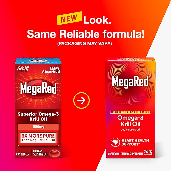 MegaRed Omega-3 Krill Oil 350mg Softgels, (60 Count Omega-3 Fatty